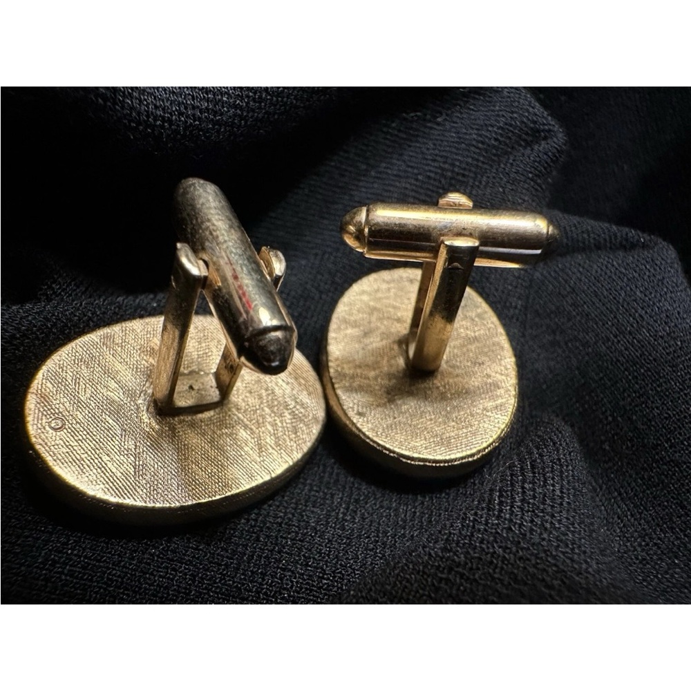 Vintage Black and Gold Egyptian or Greek cuff links - Picture 3 of 9